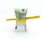 100 euro money in measuring tape 3d illustration