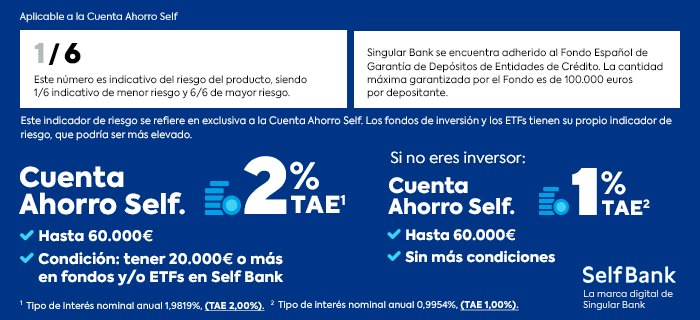 Self Bank eleva al 2% TAE la rentabilidad de su Cuenta Ahorro Self